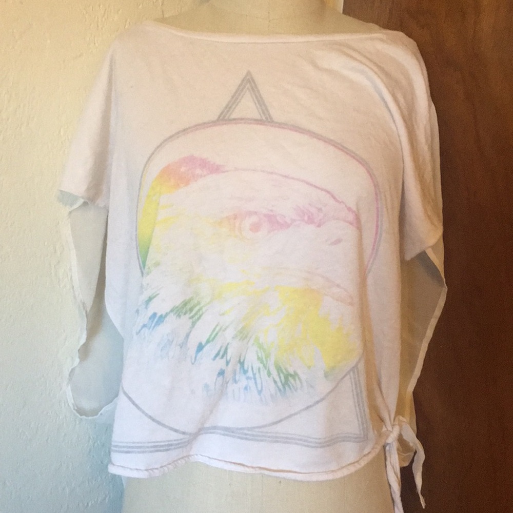Off the Shoulder White Rainbow Top M